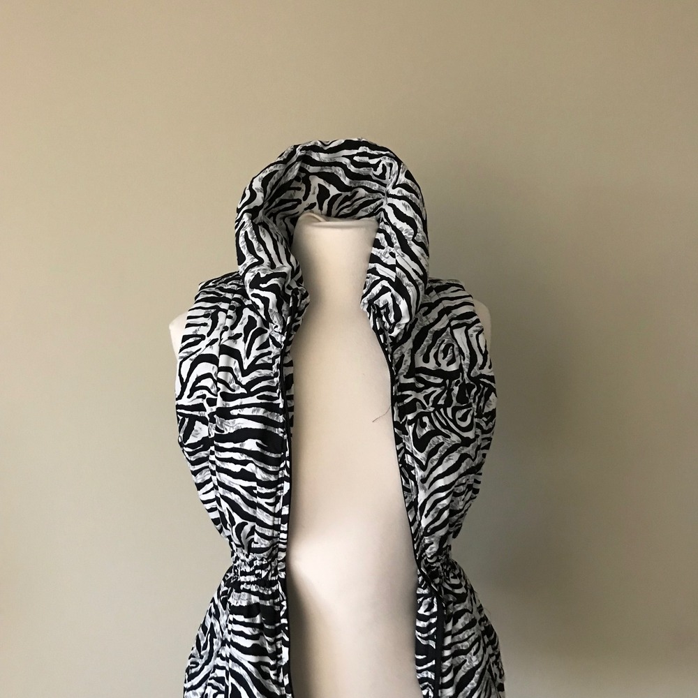 Three Hearts Women's Black/White Zebra Print Puffer Vest Y2K Size S